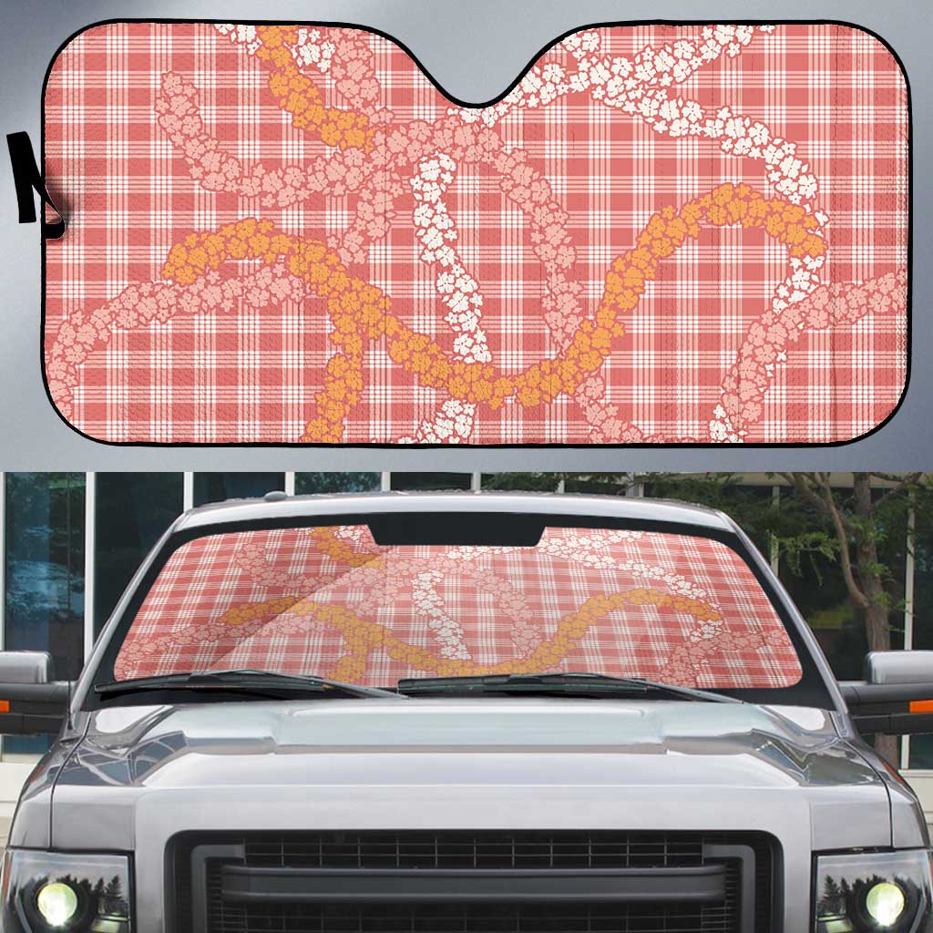 Pink Tropical Floral Palaka Auto Sun Shade Hawaiian Quilt Pattern - Polynesian Pride