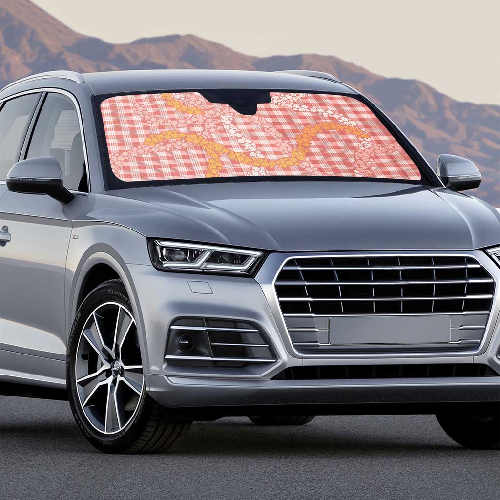 Pink Tropical Floral Palaka Auto Sun Shade Hawaiian Quilt Pattern - Polynesian Pride