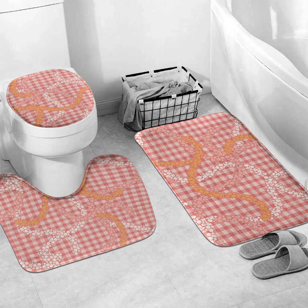 Pink Tropical Floral Palaka Bathroom Set Hawaiian Quilt Pattern - Polynesian Pride
