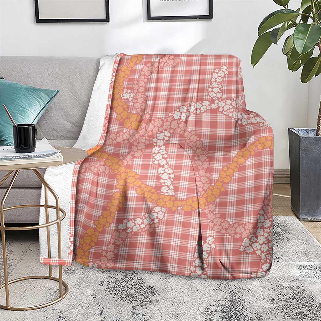 Pink Tropical Floral Palaka Blanket Hawaiian Quilt Pattern - Polynesian Pride