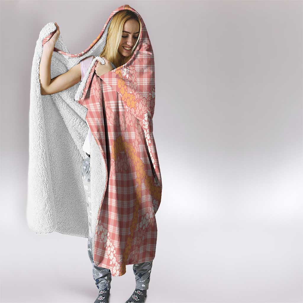 Pink Tropical Floral Palaka Hooded Blanket Hawaiian Quilt Pattern - Polynesian Pride