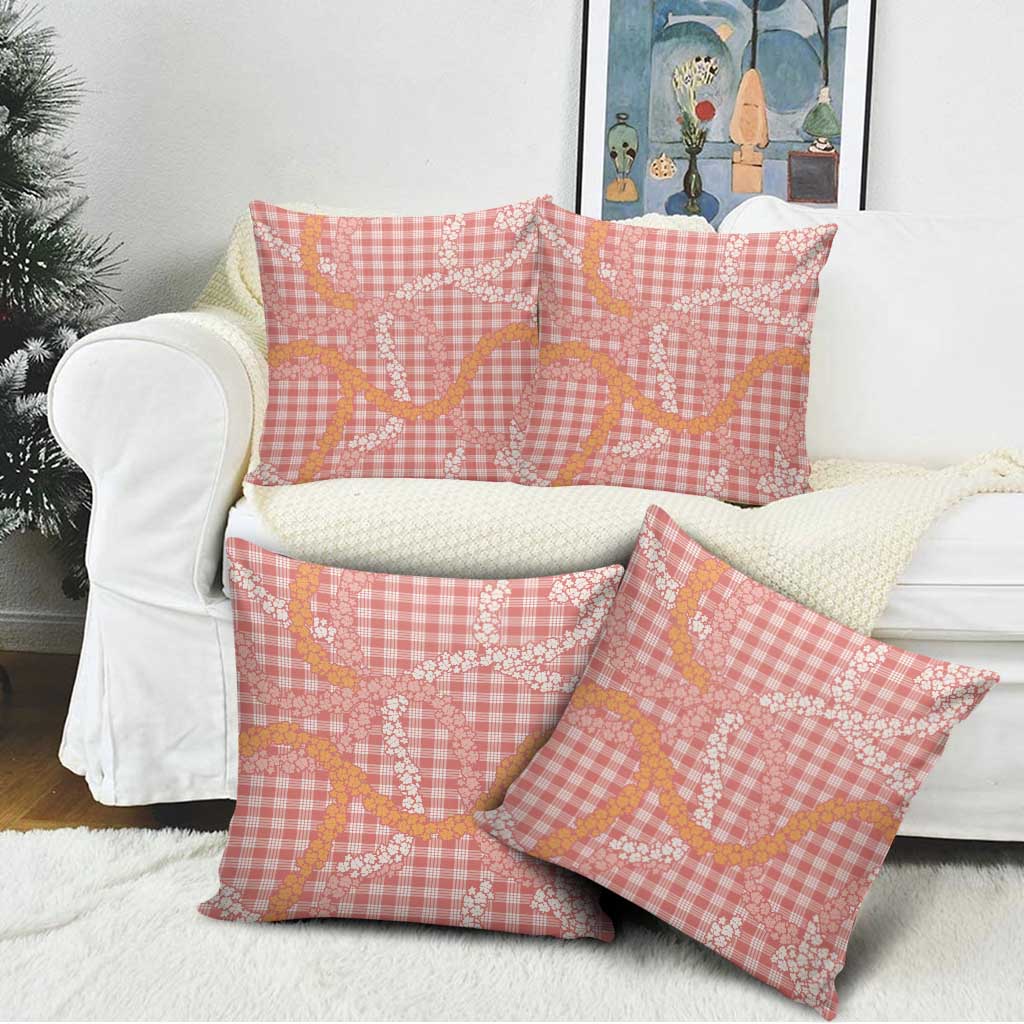 Pink Tropical Floral Palaka Pillow Cover Hawaiian Quilt Pattern - Polynesian Pride