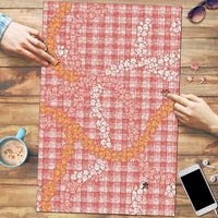 Pink Tropical Floral Palaka Puzzle Hawaiian Quilt Pattern - Polynesian Pride