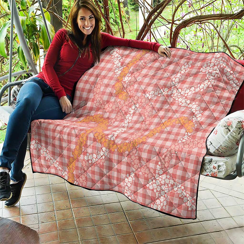 Pink Tropical Floral Palaka Quilt Hawaiian Quilt Pattern - Polynesian Pride