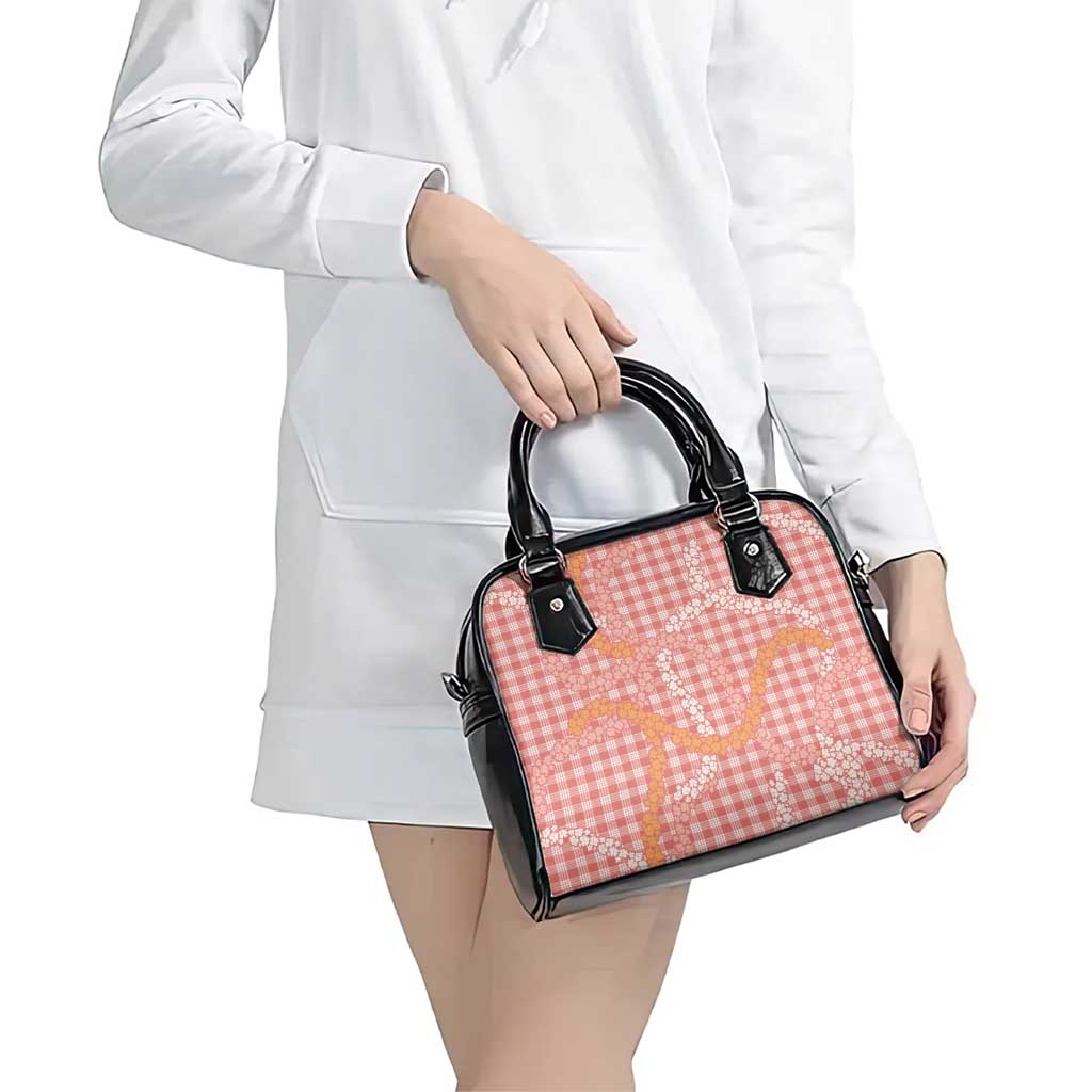 Pink Tropical Floral Palaka Shoulder Handbag Hawaiian Quilt Pattern - Polynesian Pride