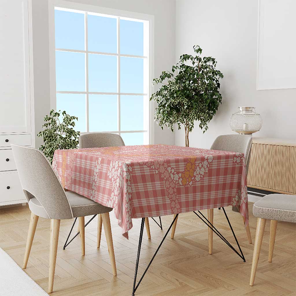 Pink Tropical Floral Palaka Tablecloth Hawaiian Quilt Pattern - Polynesian Pride
