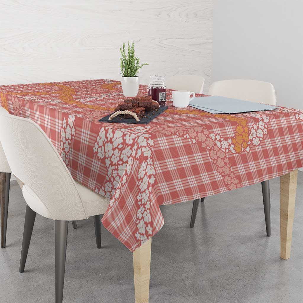 Pink Tropical Floral Palaka Tablecloth Hawaiian Quilt Pattern - Polynesian Pride