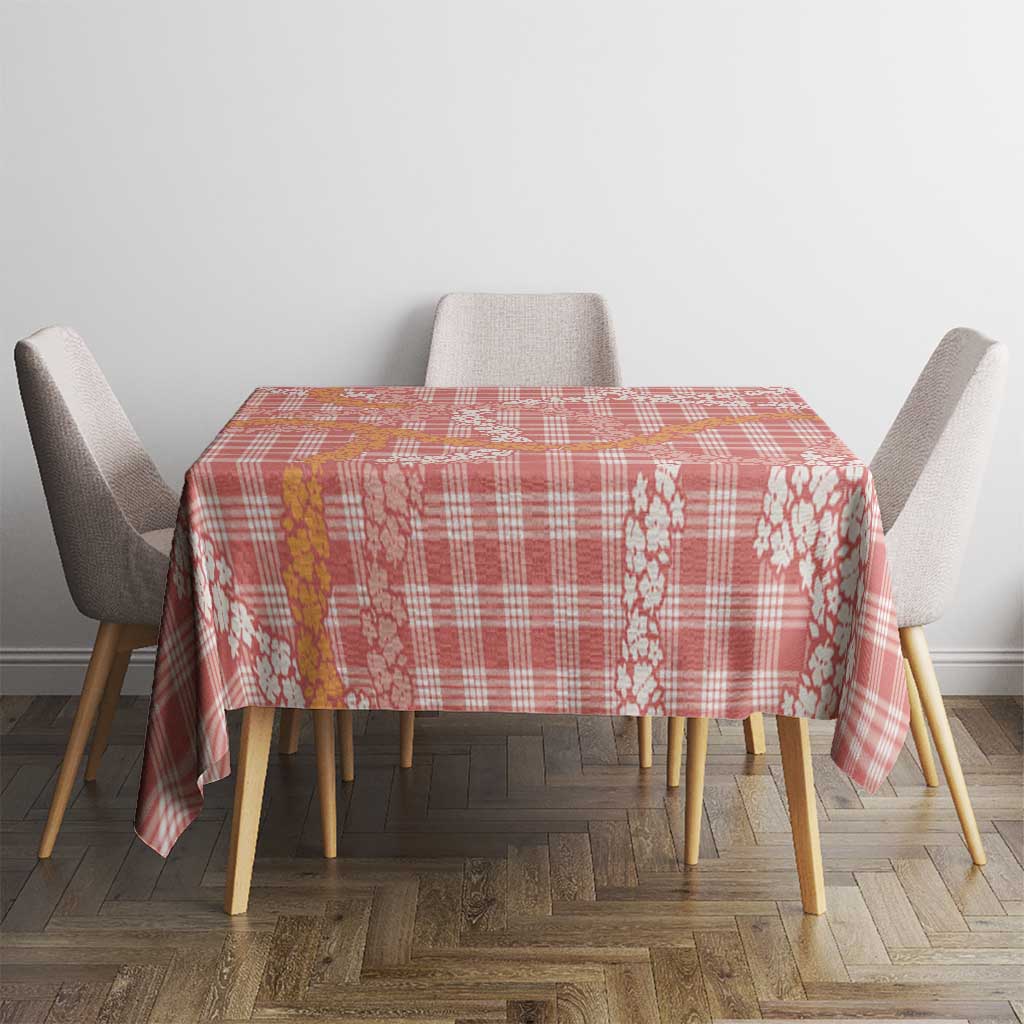 Pink Tropical Floral Palaka Tablecloth Hawaiian Quilt Pattern - Polynesian Pride