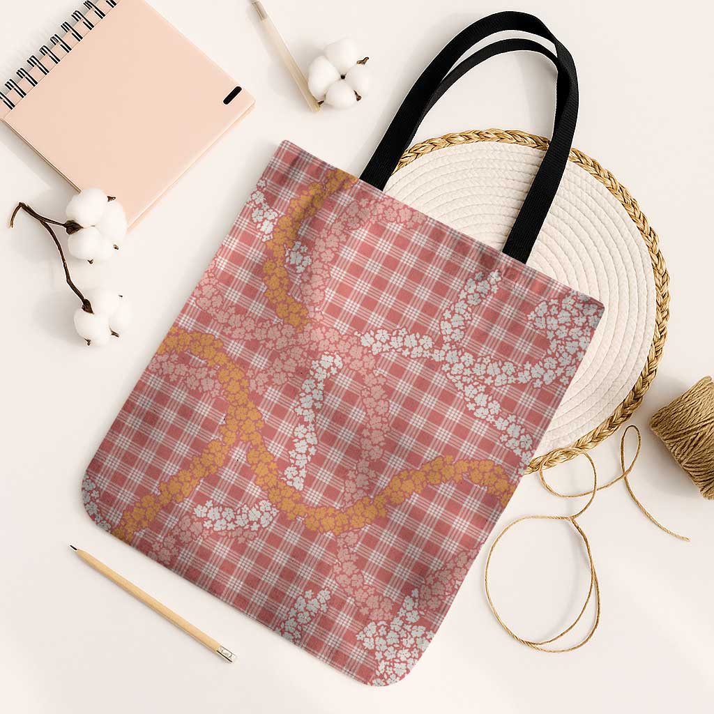 Pink Tropical Floral Palaka Tote Bag Hawaiian Quilt Pattern - Polynesian Pride