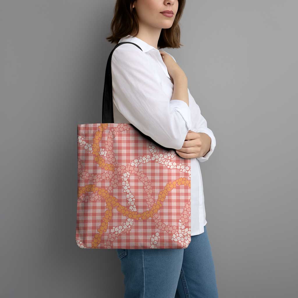 Pink Tropical Floral Palaka Tote Bag Hawaiian Quilt Pattern - Polynesian Pride