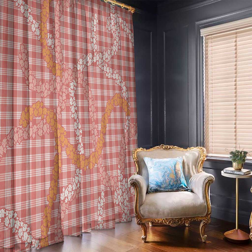 Pink Tropical Floral Palaka Window Curtain Hawaiian Quilt Pattern - Polynesian Pride