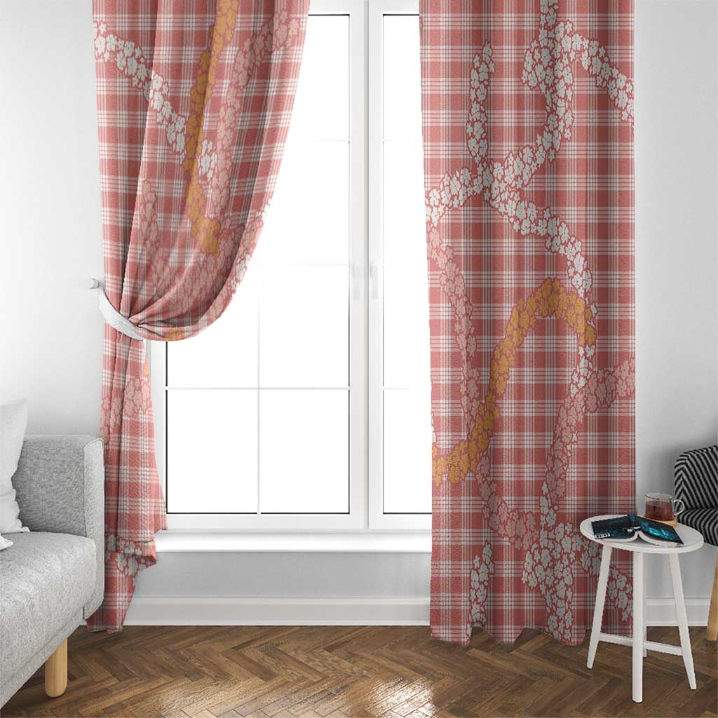 Pink Tropical Floral Palaka Window Curtain Hawaiian Quilt Pattern - Polynesian Pride