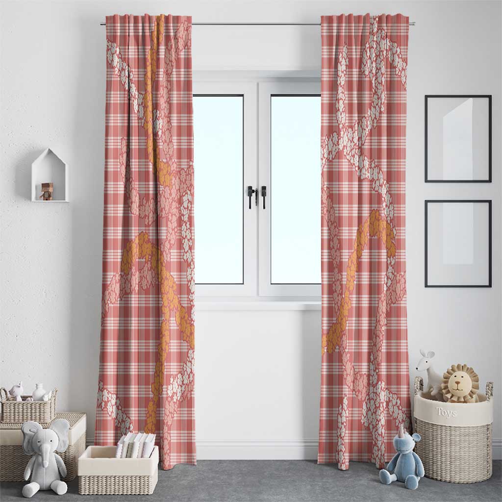 Pink Tropical Floral Palaka Window Curtain Hawaiian Quilt Pattern - Polynesian Pride