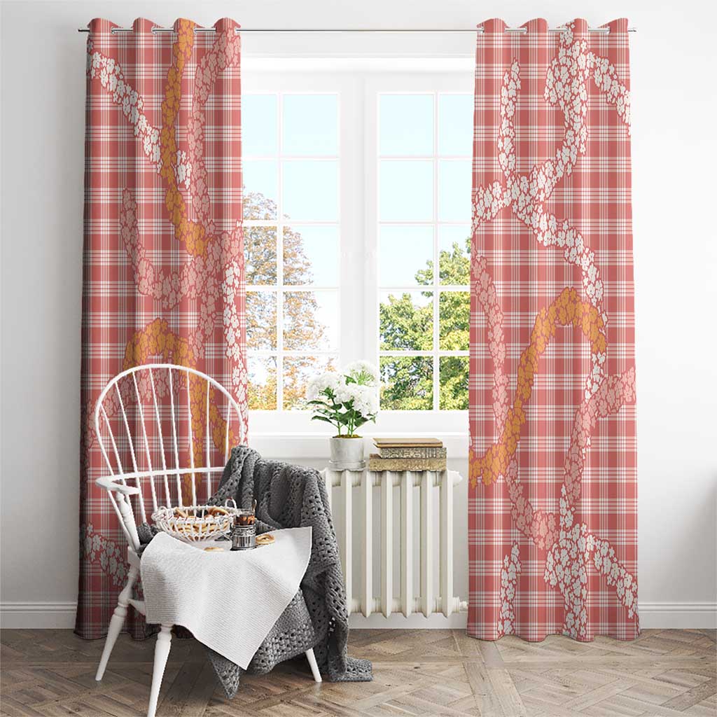 Pink Tropical Floral Palaka Window Curtain Hawaiian Quilt Pattern - Polynesian Pride