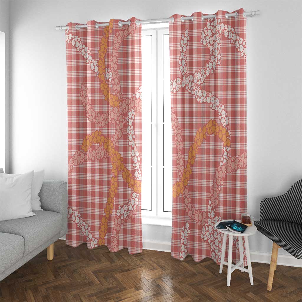 Pink Tropical Floral Palaka Window Curtain Hawaiian Quilt Pattern - Polynesian Pride