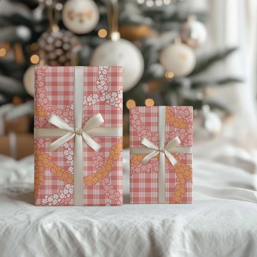 Pink Tropical Floral Palaka Wrapping Paper Hawaiian Quilt Pattern - Polynesian Pride