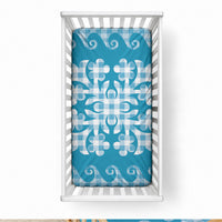 Blue Ulu Palaka Quilt Pattern Baby Bed Cover Hawaii Culture Breadfruit LT9 28 × 52 in Blue - Polynesian Pride