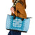 Blue Ulu Palaka Quilt Pattern Leather Tote Bag Hawaii Culture Breadfruit - Polynesian Pride
