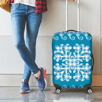 Blue Ulu Palaka Quilt Pattern Luggage Cover Hawaii Culture Breadfruit - Polynesian Pride