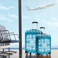 Blue Ulu Palaka Quilt Pattern Luggage Cover Hawaii Culture Breadfruit - Polynesian Pride