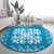 Blue Ulu Palaka Quilt Pattern Round Carpet Hawaii Culture Breadfruit - Polynesian Pride