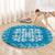 Blue Ulu Palaka Quilt Pattern Round Carpet Hawaii Culture Breadfruit - Polynesian Pride