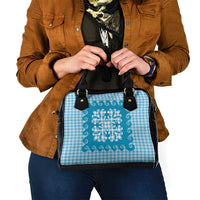 Blue Ulu Palaka Quilt Pattern Shoulder Handbag Hawaii Culture Breadfruit - Polynesian Pride