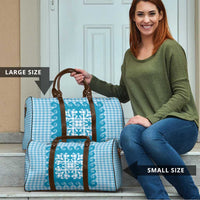 Blue Ulu Palaka Quilt Pattern Travel Bag Hawaii Culture Breadfruit - Polynesian Pride