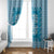 Blue Ulu Palaka Quilt Pattern Window Curtain Hawaii Culture Breadfruit - Polynesian Pride