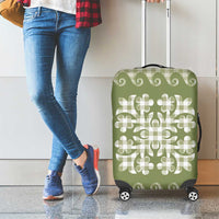 Green Ulu Palaka Quilt Pattern Luggage Cover Hawaii Culture Breadfruit - Polynesian Pride