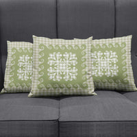 Green Ulu Palaka Quilt Pattern Pillow Cover Hawaii Culture Breadfruit - Polynesian Pride