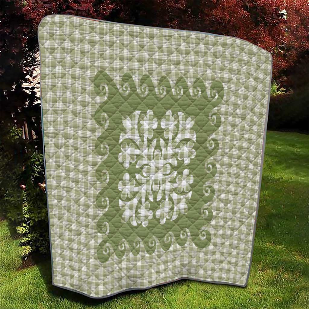 Green Ulu Palaka Quilt Pattern Quilt Hawaii Culture Breadfruit - Polynesian Pride