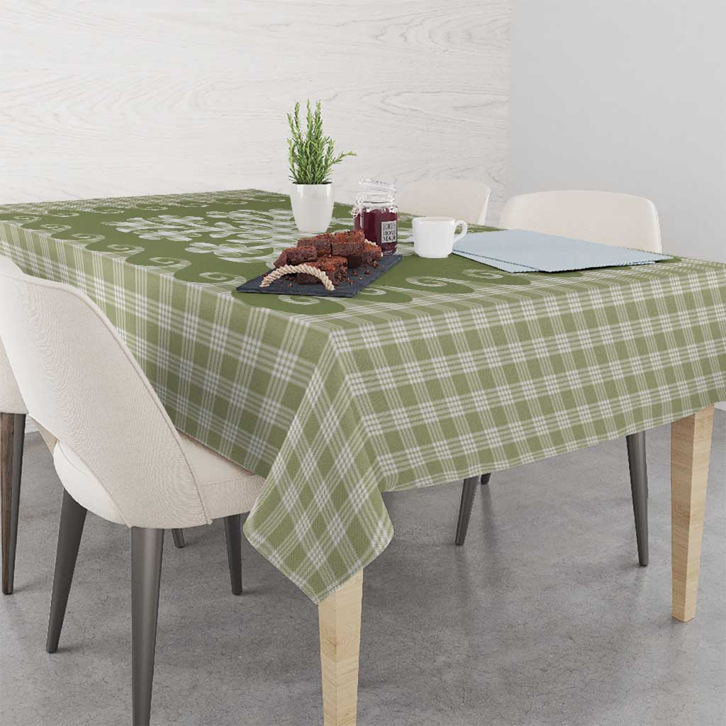Green Ulu Palaka Quilt Pattern Tablecloth Hawaii Culture Breadfruit - Polynesian Pride