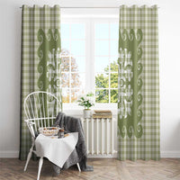 Green Ulu Palaka Quilt Pattern Window Curtain Hawaii Culture Breadfruit - Polynesian Pride