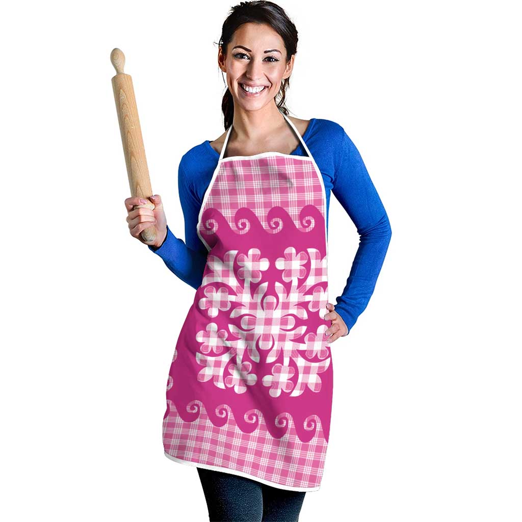 Pink Ulu Palaka Quilt Pattern Apron Hawaii Culture Breadfruit - Polynesian Pride