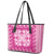 Pink Ulu Palaka Quilt Pattern Leather Tote Bag Hawaii Culture Breadfruit - Polynesian Pride
