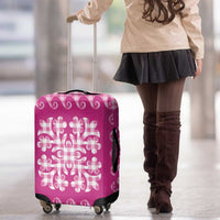 Pink Ulu Palaka Quilt Pattern Luggage Cover Hawaii Culture Breadfruit - Polynesian Pride