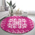 Pink Ulu Palaka Quilt Pattern Round Carpet Hawaii Culture Breadfruit - Polynesian Pride