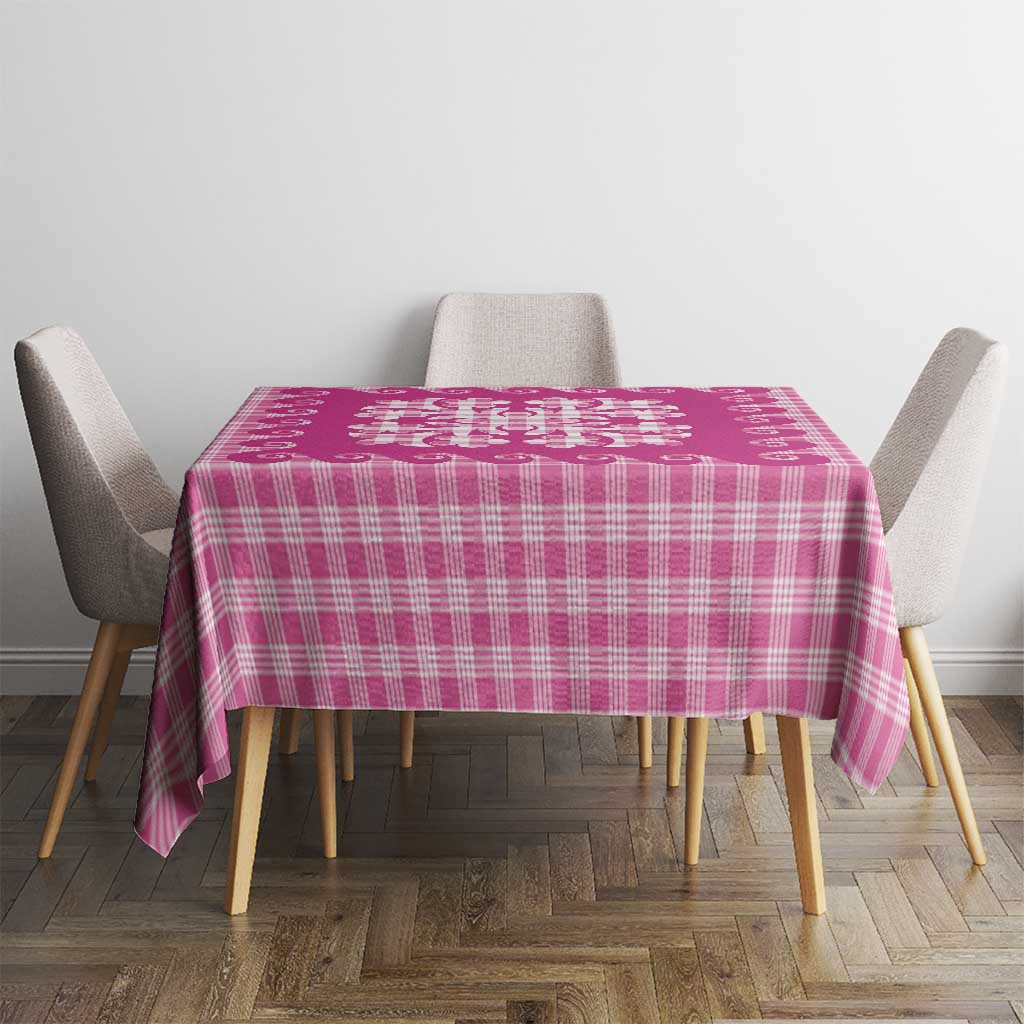 Pink Ulu Palaka Quilt Pattern Tablecloth Hawaii Culture Breadfruit - Polynesian Pride
