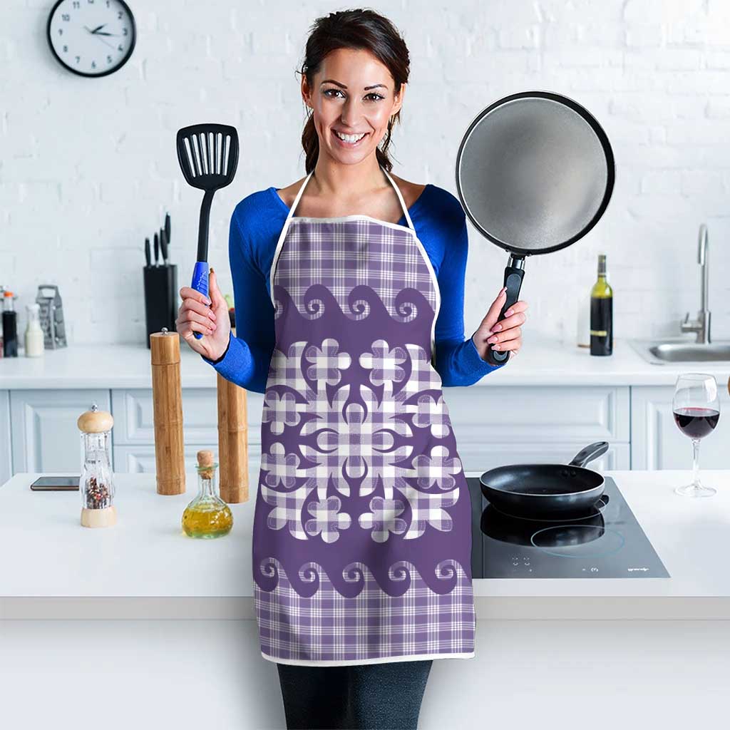 Purple Ulu Palaka Quilt Pattern Apron Hawaii Culture Breadfruit - Polynesian Pride