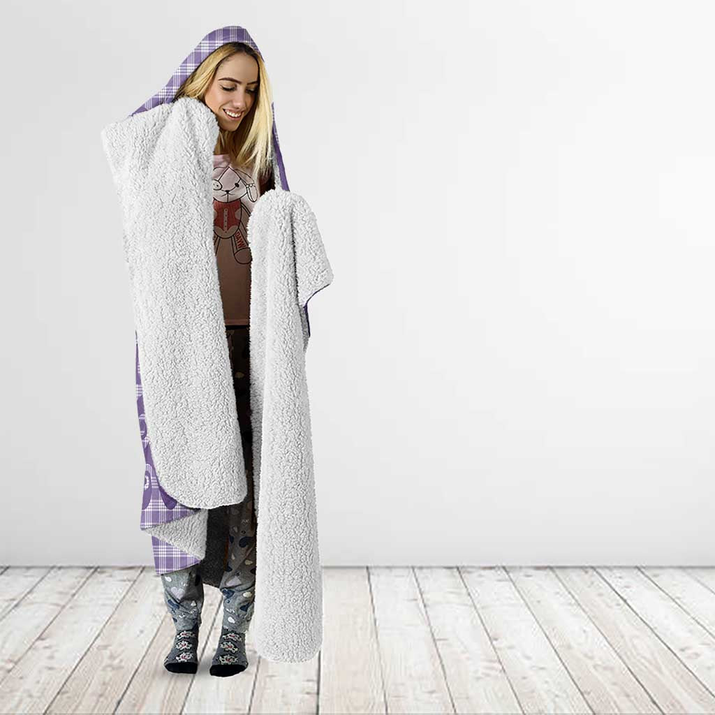 Purple Ulu Palaka Quilt Pattern Hooded Blanket Hawaii Culture Breadfruit - Polynesian Pride