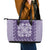Purple Ulu Palaka Quilt Pattern Leather Tote Bag Hawaii Culture Breadfruit - Polynesian Pride