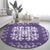 Purple Ulu Palaka Quilt Pattern Round Carpet Hawaii Culture Breadfruit - Polynesian Pride
