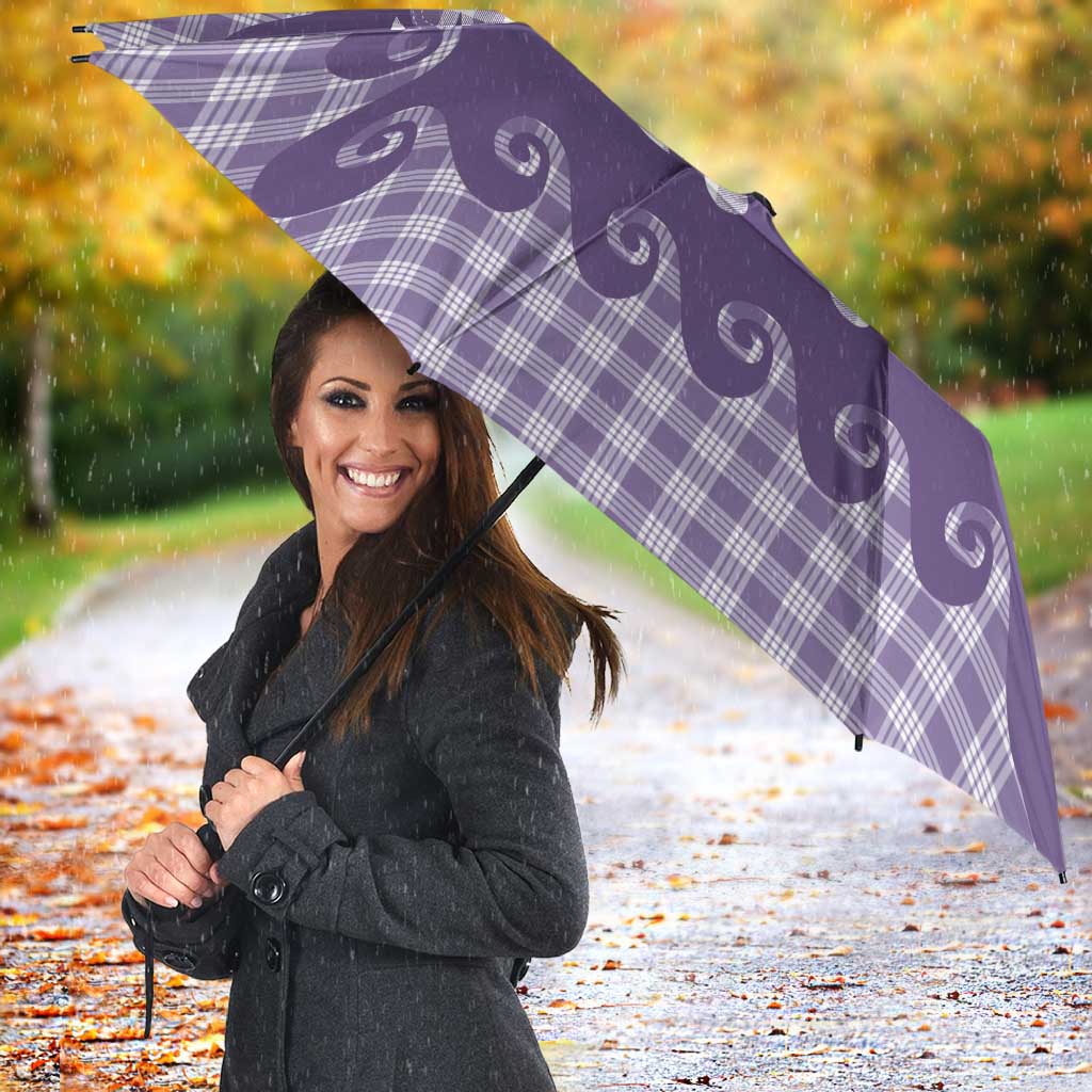 Purple Ulu Palaka Quilt Pattern Umbrella Hawaii Culture Breadfruit - Polynesian Pride