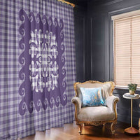 Purple Ulu Palaka Quilt Pattern Window Curtain Hawaii Culture Breadfruit - Polynesian Pride