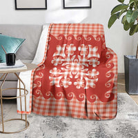 Red Ulu Palaka Quilt Pattern Blanket Hawaii Culture Breadfruit - Polynesian Pride