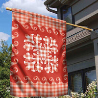 Red Ulu Palaka Quilt Pattern Garden Flag Hawaii Culture Breadfruit - Polynesian Pride