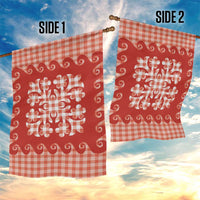 Red Ulu Palaka Quilt Pattern Garden Flag Hawaii Culture Breadfruit - Polynesian Pride