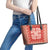 Red Ulu Palaka Quilt Pattern Leather Tote Bag Hawaii Culture Breadfruit - Polynesian Pride