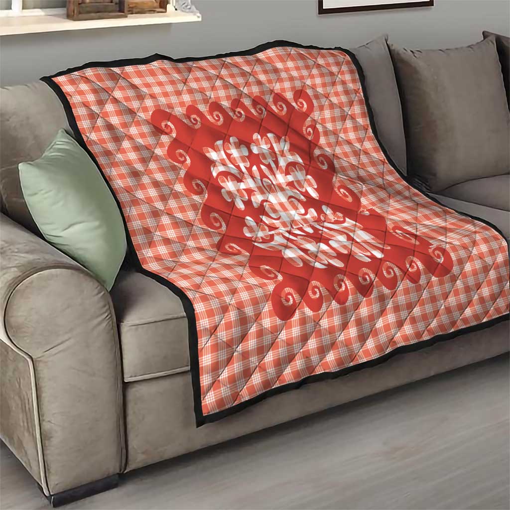 Red Ulu Palaka Quilt Pattern Quilt Hawaii Culture Breadfruit - Polynesian Pride